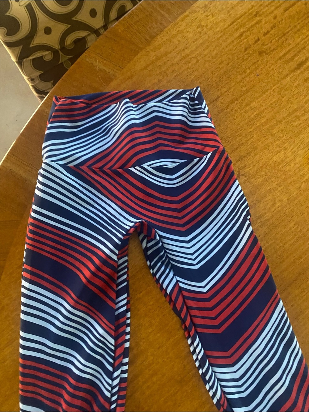 K-DEER Navy, Red & White Striped Leggings